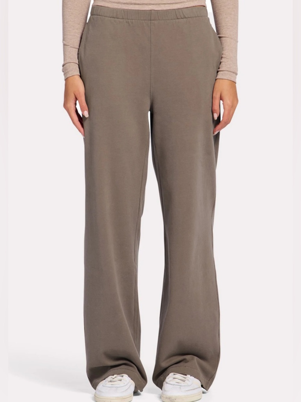 Nuuds Everyday Pant 100% Cotton Light Brown Elastic Waist Bottoms Size Small